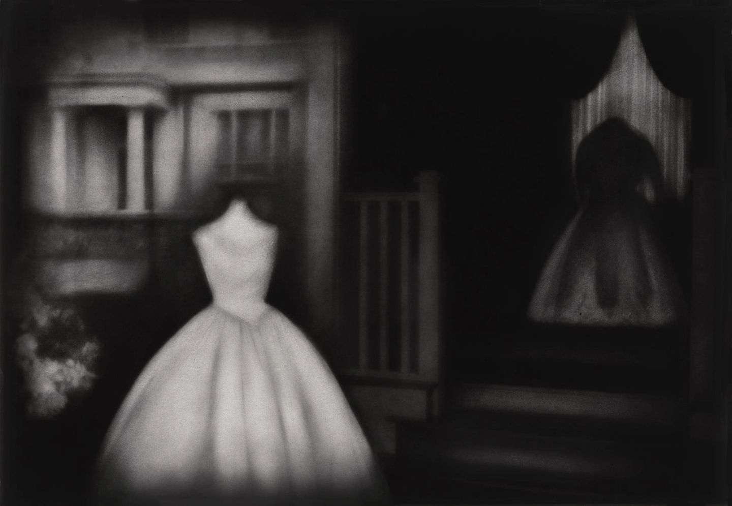 A black and white photo of a dress